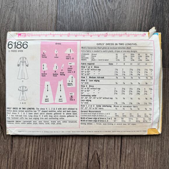 Vintage 1970s Simplicity 6186 Sewing Pattern Size XS Maxi & Mini Dress COMPLETE - Picture 2 of 2